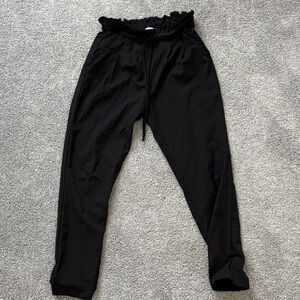 Elegant Black Ruffle Waist Pants